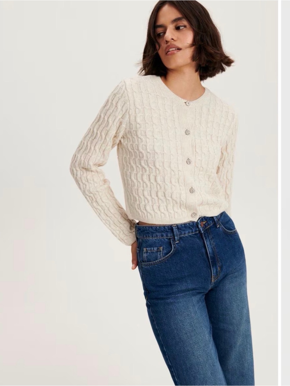 Zara Cream Cable Knit Cardigan